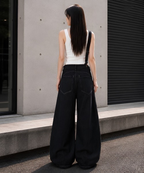 center i(センターアイ)の「フロントバックルデザインワイドブラックデニムパンツ(デニムパンツ・レディース・ブラック・M/S)」の10枚目の写真