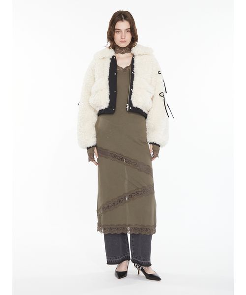 SORIN(ソリン )の「Sheer Wool Rib Lace Dress / シアーウールリブレースドレス(ワンピース・レディース・ブラック/オフホワイト/カーキ・38/36)」の12枚目の写真