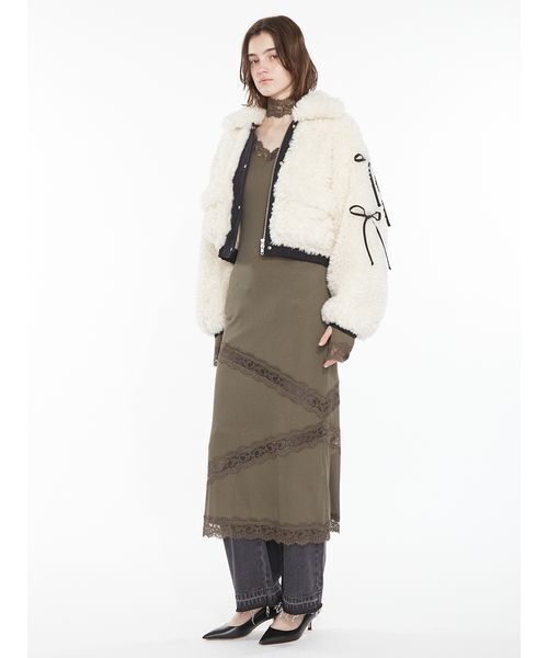 SORIN(ソリン )の「Sheer Wool Rib Lace Dress / シアーウールリブレースドレス(ワンピース・レディース・ブラック/オフホワイト/カーキ・38/36)」の13枚目の写真