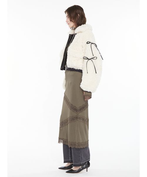 SORIN(ソリン )の「Sheer Wool Rib Lace Dress / シアーウールリブレースドレス(ワンピース・レディース・ブラック/オフホワイト/カーキ・38/36)」の14枚目の写真