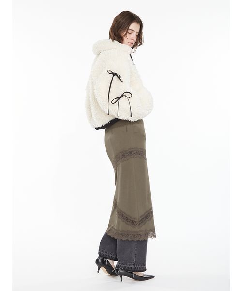 SORIN(ソリン )の「Sheer Wool Rib Lace Dress / シアーウールリブレースドレス(ワンピース・レディース・ブラック/オフホワイト/カーキ・38/36)」の16枚目の写真