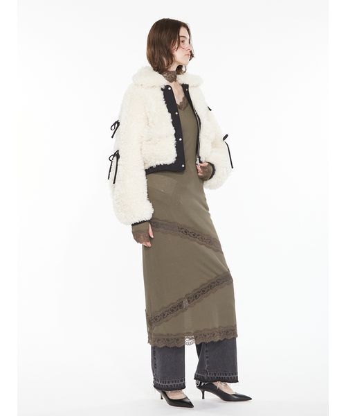 SORIN(ソリン )の「Sheer Wool Rib Lace Dress / シアーウールリブレースドレス(ワンピース・レディース・ブラック/オフホワイト/カーキ・38/36)」の17枚目の写真