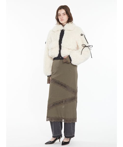 SORIN(ソリン )の「Sheer Wool Rib Lace Dress / シアーウールリブレースドレス(ワンピース・レディース・ブラック/オフホワイト/カーキ・38/36)」の18枚目の写真