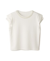 パールネックフレンチスリーブTシャツ