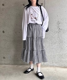 グラフィックキャットプリントロンT/長袖Tシャツ(hsyd)