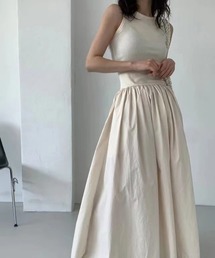 クルーネックノースリーブワンピース