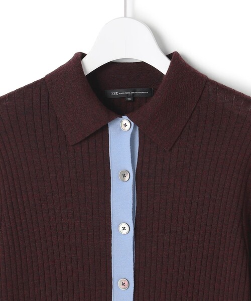 23区(ニジュウサンク)の「サステナブルウール ワイドリブ ポロニット カーディガン(ニット/セーター・レディース・ダークブラウン系1/黄土色系1/ネイビー系1・38/40)」の16枚目の写真