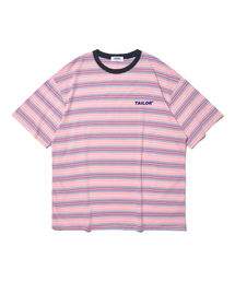 カレッジロゴストライプ半袖Tシャツ(ピンク)
