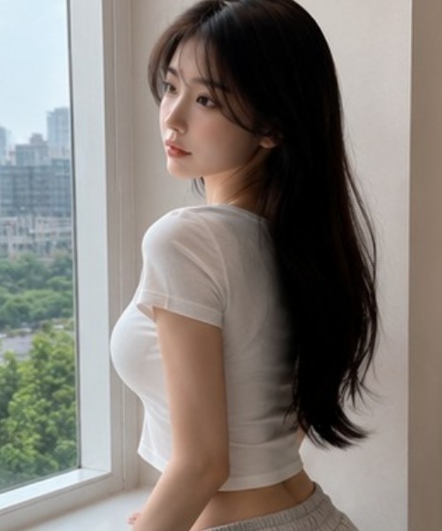 NoBelle(ノベル)の「半袖ネックシャーリングカットソー ショート丈タイトトップス カップ付き(Tシャツ/カットソー・レディース・ホワイト/ブラック/グレー・FREE)」の7枚目の写真