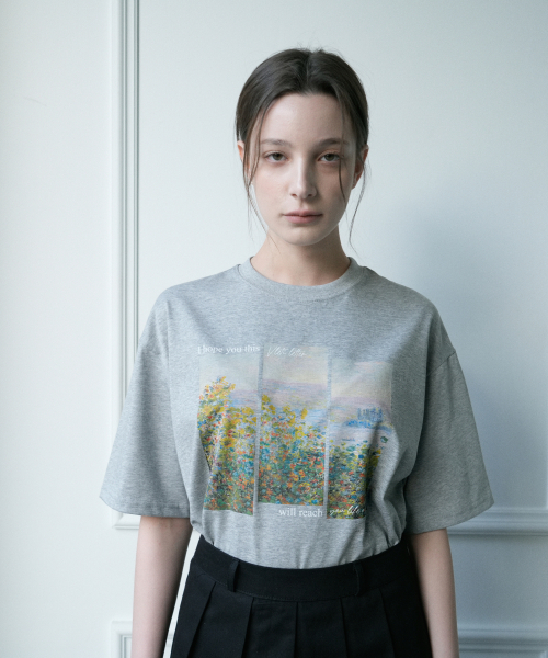 VLETI(ブレッティ)の「Letter Art Work Printing T-shirt (gray)(Tシャツ/カットソー・レディース・グレー・FREE)」の1枚目の写真