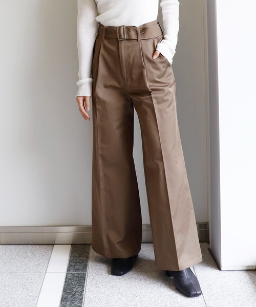 Sirin（シリン）の「ベルト付きチノワイドパンツ（チノパンツ・レディース・ブラウン/ベージュ/ピンク・S/XS）」の2枚目の写真