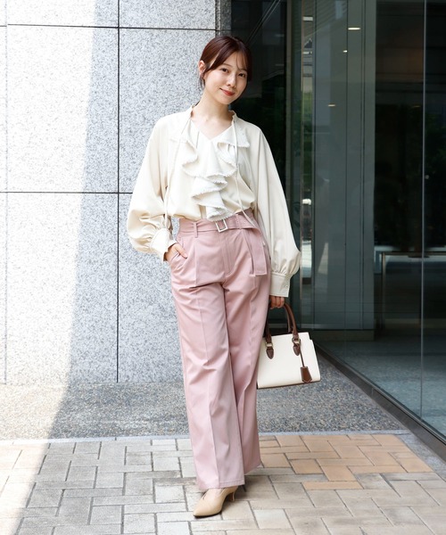 Sirin（シリン）の「ベルト付きチノワイドパンツ（チノパンツ・レディース・ブラウン/ベージュ/ピンク・S/XS）」の18枚目の写真