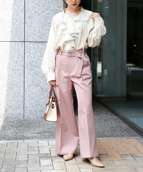 Sirin（シリン）の「ベルト付きチノワイドパンツ（チノパンツ・レディース・ブラウン/ベージュ/ピンク・S/XS）」の19枚目の写真