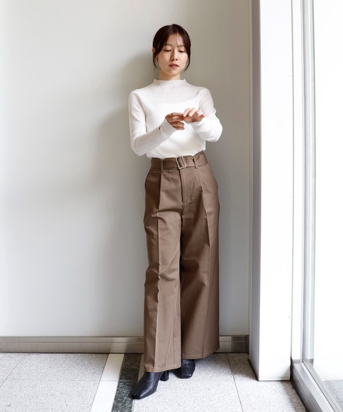 Sirin（シリン）の「ベルト付きチノワイドパンツ（チノパンツ・レディース・ブラウン/ベージュ/ピンク・S/XS）」の12枚目の写真