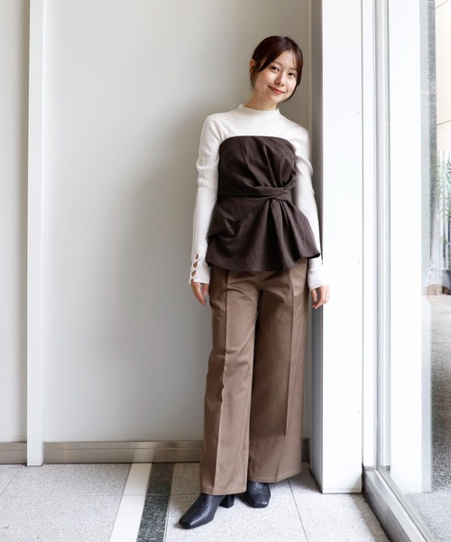 Sirin（シリン）の「ベルト付きチノワイドパンツ（チノパンツ・レディース・ブラウン/ベージュ/ピンク・S/XS）」の11枚目の写真
