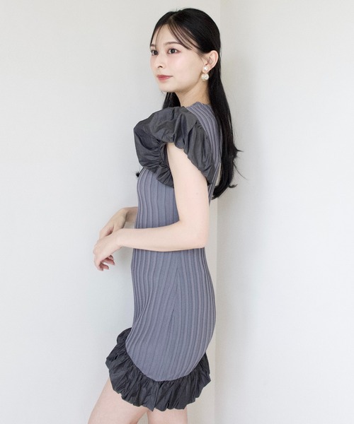 EIMY ISTOIRE（エイミーイストワール）の「LULU MINI DRESS（ワンピース・レディース・オフホワイト/ブラック/チャコールグレー・FREE）」の7枚目の写真