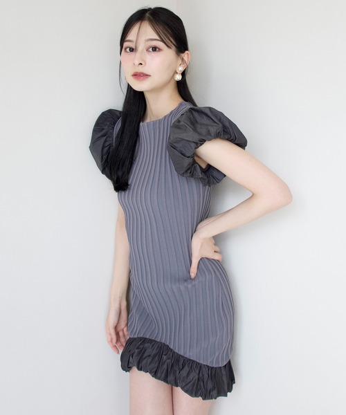 EIMY ISTOIRE（エイミーイストワール）の「LULU MINI DRESS（ワンピース・レディース・オフホワイト/ブラック/チャコールグレー・FREE）」の6枚目の写真