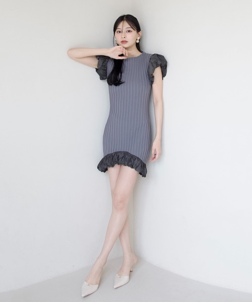 EIMY ISTOIRE（エイミーイストワール）の「LULU MINI DRESS（ワンピース・レディース・オフホワイト/ブラック/チャコールグレー・FREE）」の9枚目の写真