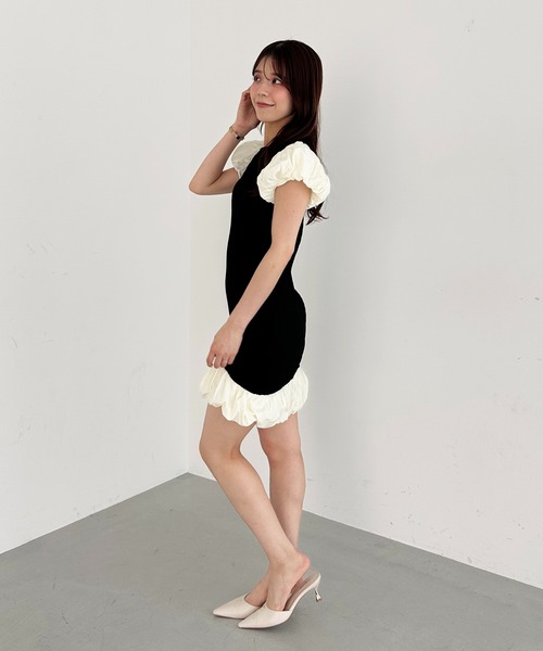 EIMY ISTOIRE（エイミーイストワール）の「LULU MINI DRESS（ワンピース・レディース・オフホワイト/ブラック/チャコールグレー・FREE）」の11枚目の写真