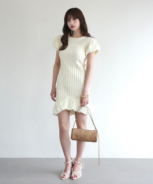 EIMY ISTOIRE（エイミーイストワール）の「LULU MINI DRESS（ワンピース・レディース・オフホワイト/ブラック/チャコールグレー・FREE）」の4枚目の写真