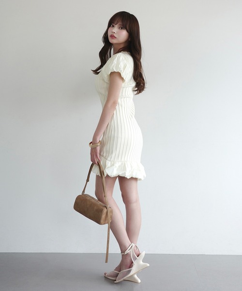 EIMY ISTOIRE（エイミーイストワール）の「LULU MINI DRESS（ワンピース・レディース・オフホワイト/ブラック/チャコールグレー・FREE）」の5枚目の写真