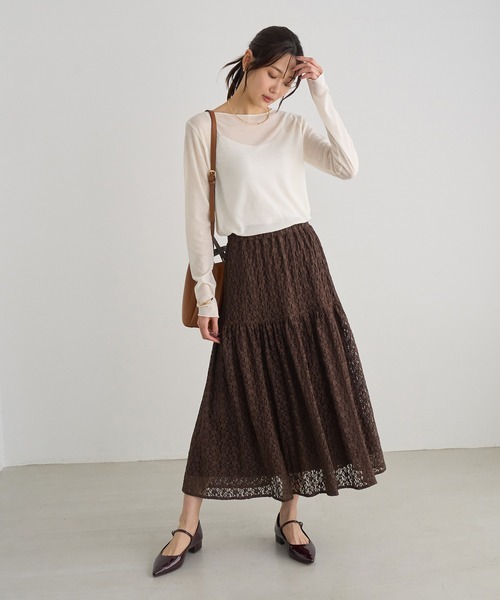 ROPE' PICNIC(ロペピクニック)の「レースティアードスカート(スカート・レディース・チャコールグレー/サックスブルー/ブラウン系その他/キナリ・FREE)」の21枚目の写真