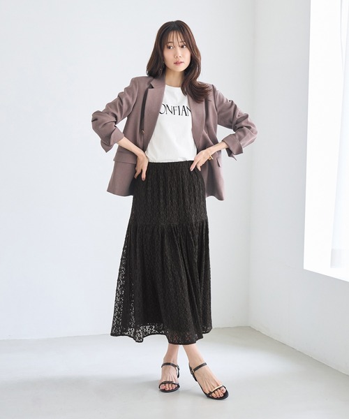 ROPE' PICNIC(ロペピクニック)の「レースティアードスカート(スカート・レディース・チャコールグレー/サックスブルー/ブラウン系その他/キナリ・FREE)」の6枚目の写真
