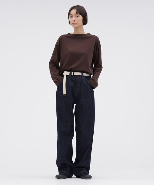 MHL.(エムエイチエル)の「SMOOTH COTTON JERSEY(Tシャツ/カットソー・レディース・ダークブラウン/オフホワイト・2)」の6枚目の写真