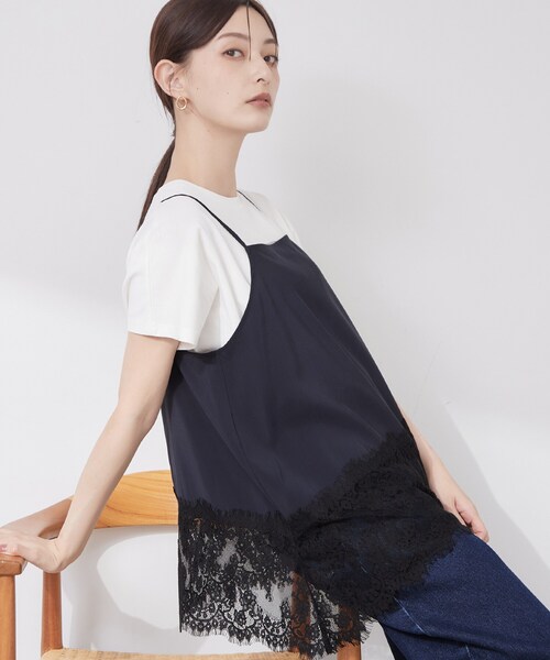 OPAQUE.CLIP（オペークドットクリップ）の「裾レース マットサテンキャミ【洗濯機OK】（シャツ/ブラウス・レディース・ネイビー/ブラウン系その他・00）」の8枚目の写真