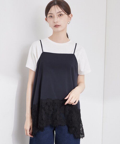 OPAQUE.CLIP（オペークドットクリップ）の「裾レース マットサテンキャミ【洗濯機OK】（シャツ/ブラウス・レディース・ネイビー/ブラウン系その他・00）」の12枚目の写真