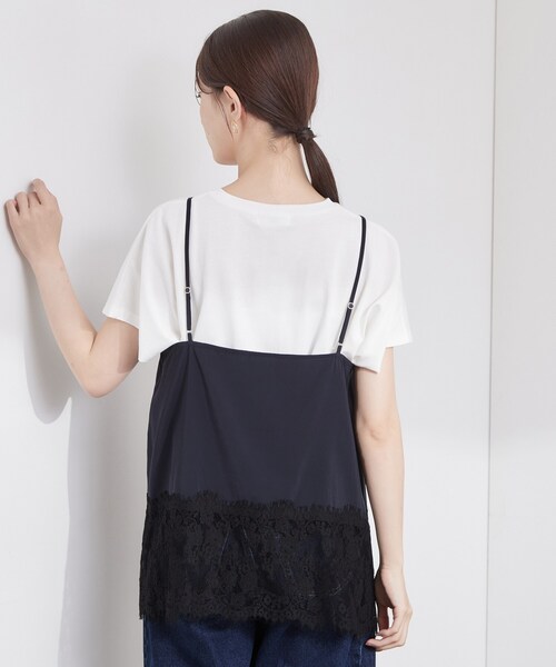 OPAQUE.CLIP（オペークドットクリップ）の「裾レース マットサテンキャミ【洗濯機OK】（シャツ/ブラウス・レディース・ネイビー/ブラウン系その他・00）」の14枚目の写真