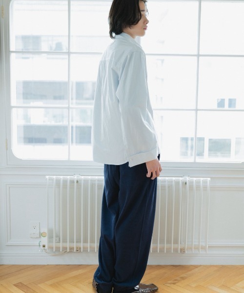 common gull products.(コモンガルプロダクツ)の「褪せたダブルカフスシャツ(シャツ/ブラウス・レディース・ダークブラウン系/ベージュ系/ライトブルー・SMALL/LARGE/MEDIUM)」の19枚目の写真