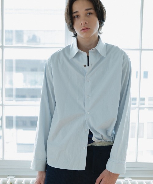 common gull products.(コモンガルプロダクツ)の「褪せたダブルカフスシャツ(シャツ/ブラウス・レディース・ダークブラウン系/ベージュ系/ライトブルー・SMALL/LARGE/MEDIUM)」の21枚目の写真