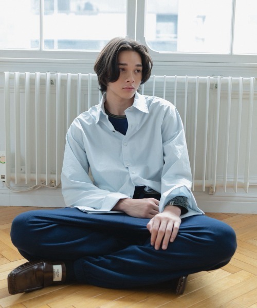common gull products.(コモンガルプロダクツ)の「褪せたダブルカフスシャツ(シャツ/ブラウス・レディース・ダークブラウン系/ベージュ系/ライトブルー・SMALL/LARGE/MEDIUM)」の15枚目の写真