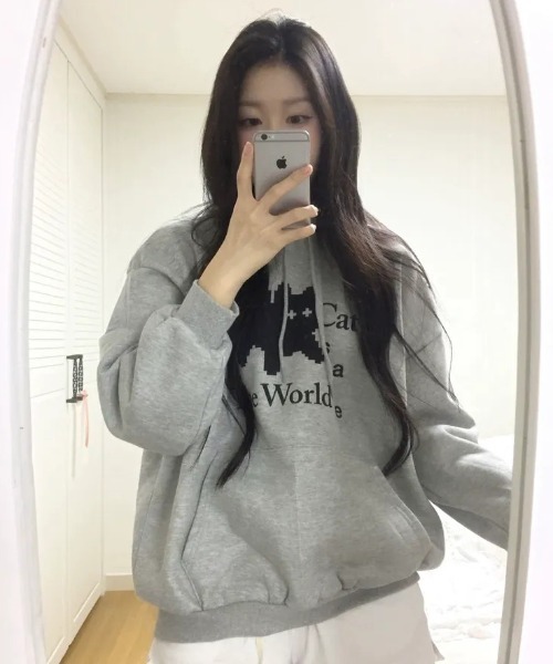 CATSAVETHEWORLD（キャットセーブザワールド）の「◇CATSAVETHEWORLD◇ブランド直輸入正規品/ピクセルアートフーディ Pixel art hoodie (2Color)（パーカー・レディース・グレー/ブラック・FREE）」の13枚目の写真