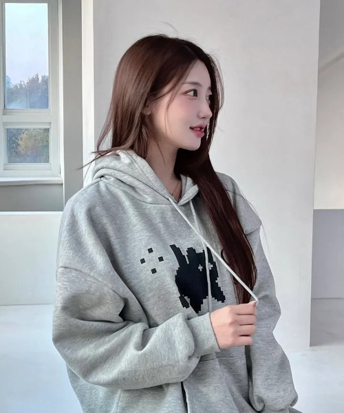 CATSAVETHEWORLD（キャットセーブザワールド）の「◇CATSAVETHEWORLD◇ブランド直輸入正規品/ピクセルアートフーディ Pixel art hoodie (2Color)（パーカー・レディース・グレー/ブラック・FREE）」の17枚目の写真