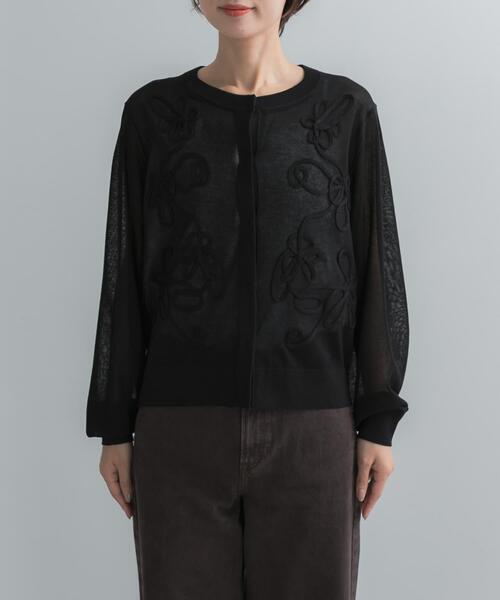 URBAN RESEARCH ROSSO WOMEN(アーバンリサーチ ロッソ)の「Torrazzo Donna CORD LACE SHEER CARDIGAN(カーディガン/ボレロ・レディース・ホワイト/グレー/ブラック・FREE)」の7枚目の写真