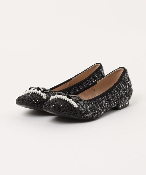 Bridget Birkin(ブリジットバーキン)の「【Bridget Birkin】グリッターパールリボンフラットシューズ(561530)(パンプス・レディース・ブラック系その他/グレー/ブラック・24/24.5/23.5/23/22.5)」の2枚目の写真