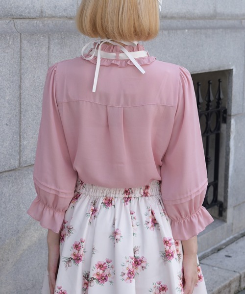axes femme POETIQUE(アクシーズファムポエティック)の「コスモスブーケ刺繍七分袖BL(シャツ/ブラウス・レディース・ピンク/キナリ・MEDIUM)」の5枚目の写真