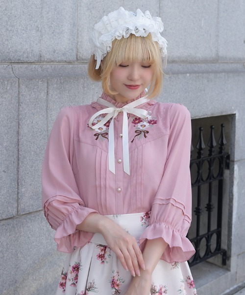 axes femme POETIQUE(アクシーズファムポエティック)の「コスモスブーケ刺繍七分袖BL(シャツ/ブラウス・レディース・ピンク/キナリ・MEDIUM)」の11枚目の写真