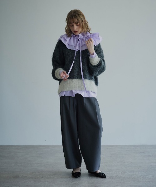 W:Huku(フーク)の「【W:Huku / ノンアイロンシリーズ】2wayショルダーフリルブラウス / No-Iron 2-Way Shoulder-Ruffle Blouse(シャツ/ブラウス・レディース・オフホワイト/ブラック/パープル・FREE)」の16枚目の写真