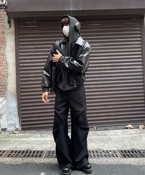 WESTBOY(ウエストボーイ)の「Y2K シングルライダース エコレザージャケット WO26W8OT01(ライダースジャケット・メンズ・ブラック・XL/L)」の4枚目の写真