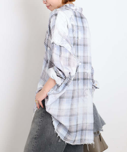 R13(アールサーティーン)の「【R13/アールサーティーン】SHREDDED SEAM DROP NECK SHIRT(シャツ/ブラウス・レディース・スカイブルー・FREE)」の20枚目の写真