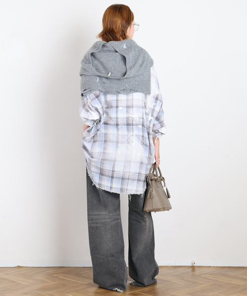 R13(アールサーティーン)の「【R13/アールサーティーン】SHREDDED SEAM DROP NECK SHIRT(シャツ/ブラウス・レディース・スカイブルー・FREE)」の5枚目の写真
