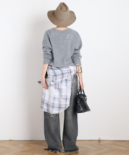 R13(アールサーティーン)の「【R13/アールサーティーン】SHREDDED SEAM DROP NECK SHIRT(シャツ/ブラウス・レディース・スカイブルー・FREE)」の8枚目の写真