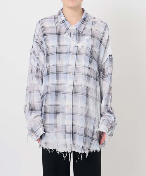 R13(アールサーティーン)の「【R13/アールサーティーン】SHREDDED SEAM DROP NECK SHIRT(シャツ/ブラウス・レディース・スカイブルー・FREE)」の9枚目の写真
