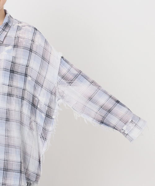 R13(アールサーティーン)の「【R13/アールサーティーン】SHREDDED SEAM DROP NECK SHIRT(シャツ/ブラウス・レディース・スカイブルー・FREE)」の13枚目の写真
