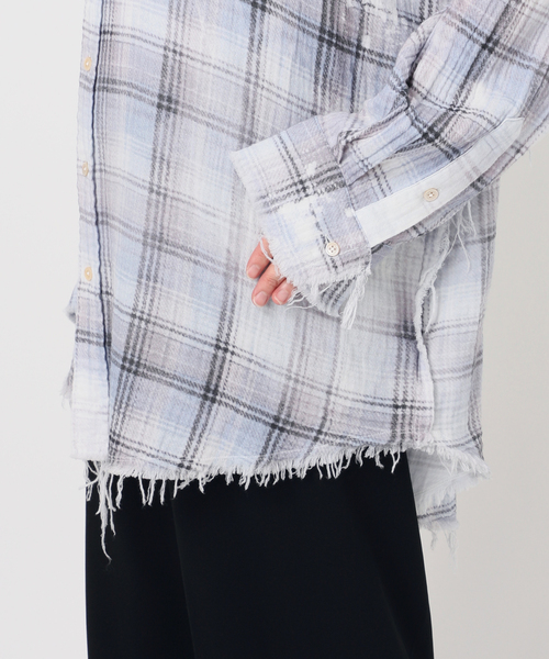 R13(アールサーティーン)の「【R13/アールサーティーン】SHREDDED SEAM DROP NECK SHIRT(シャツ/ブラウス・レディース・スカイブルー・FREE)」の14枚目の写真