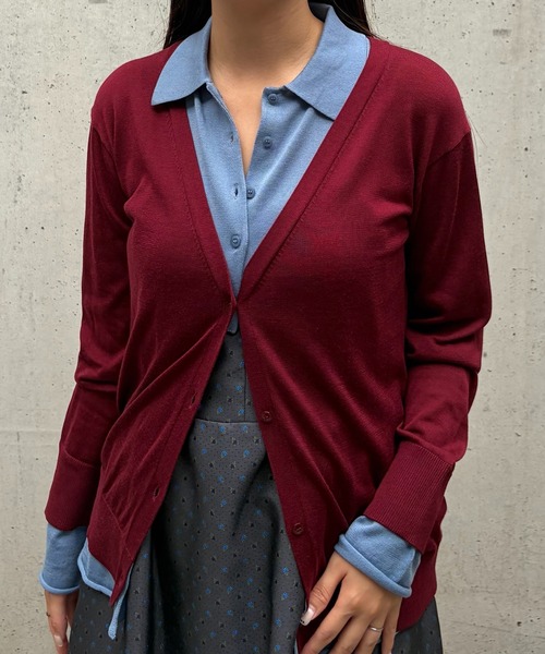 LE CIEL BLEU(ルシェルブルー)の「トロンプルイユカーディガン / Trompe-l'oeil Cardigan(ニット/セーター・レディース・ブラック/ボルドー/チャコールグレー・36)」の3枚目の写真