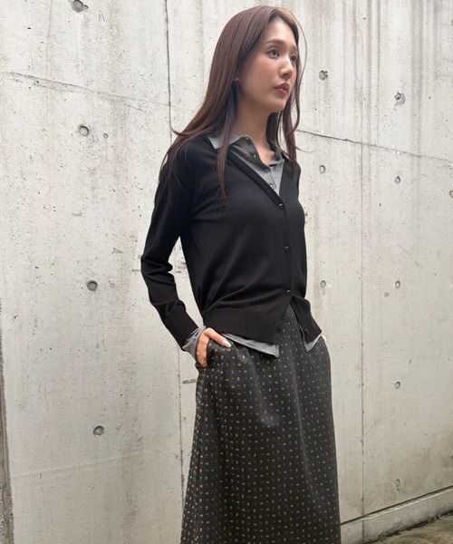 LE CIEL BLEU(ルシェルブルー)の「トロンプルイユカーディガン / Trompe-l'oeil Cardigan(ニット/セーター・レディース・ブラック/ボルドー/チャコールグレー・36)」の2枚目の写真